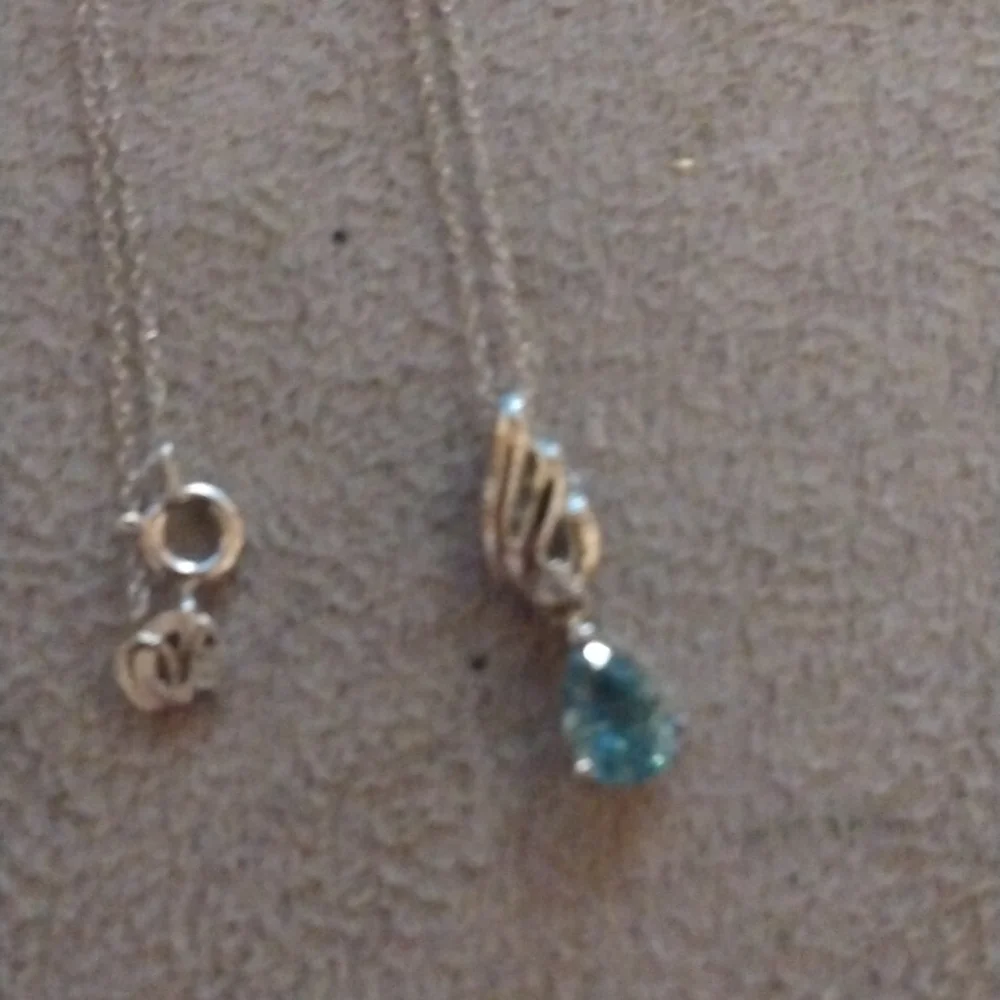 Stamped Blue Topaz Necklace